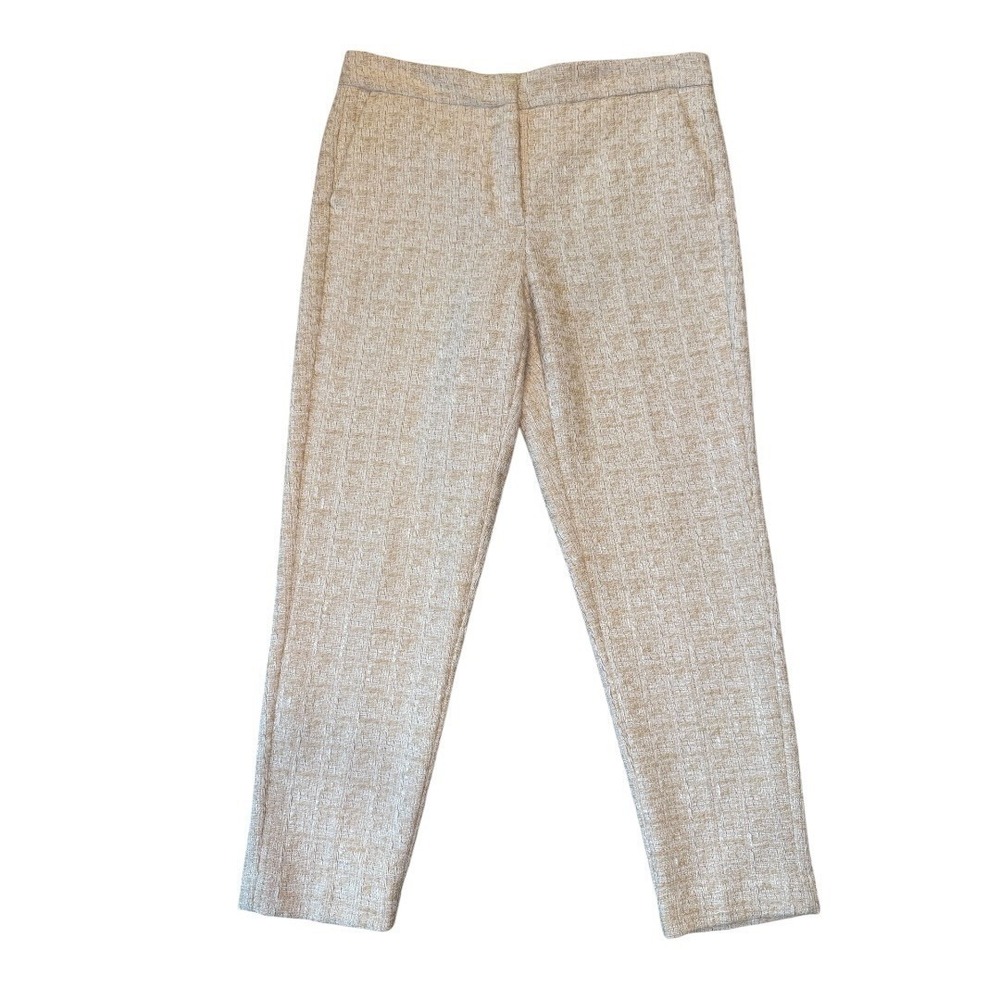 Zara Women's Beige Textured Tweed Tapered Dress Pants Workwear Size Medium